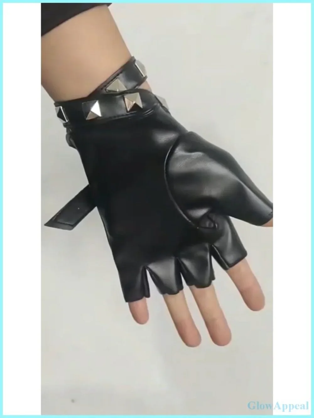 Punk Fingerless Gloves - PU Leather Studded Biker Driving Cycling Half Finger